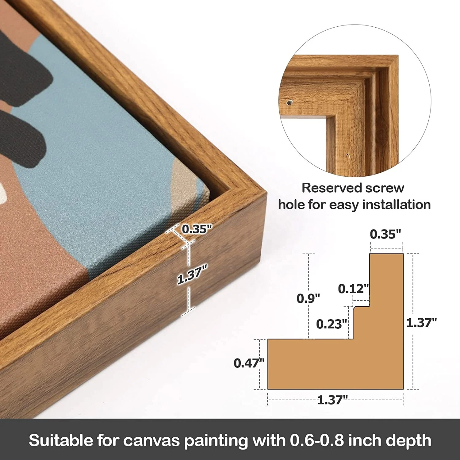 Floating wood Frame for 12x16 Inch Canvas Painting  Deep 2 Pack Floater Frame for Canvas Prints Art frame for Wall Prints