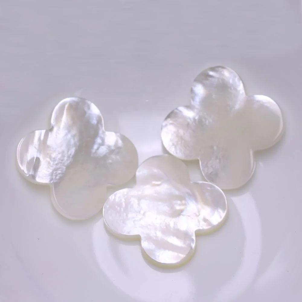 Big Size Natural four leaf clover white sea shell mother of pearl
