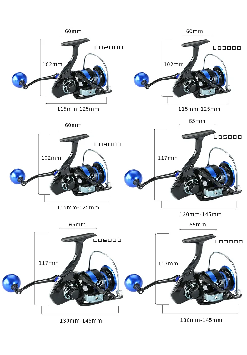 2023 Hot Selling Full Metal LD Spinning Reel Fishing Wheel Metal Rocker Arm Finely Carved Ball Handle