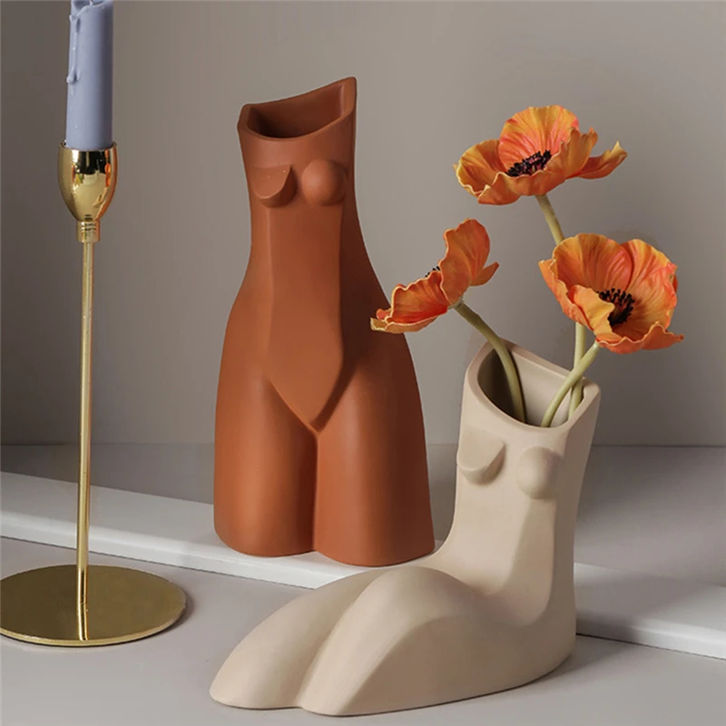 
Ins Nordic Abstract Female Body Art Ceramic Vase Human Body Creative Handmade Tabletop Ceramic Flower Vase For Home Decoration 