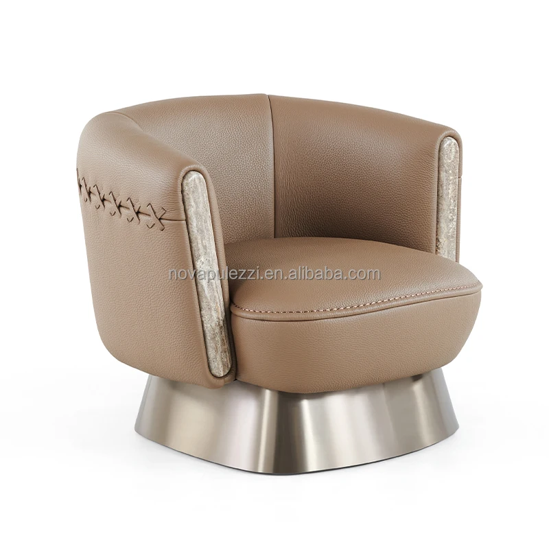 High-end quality thick leather with original stylish design Italian minimalist  luxury villa living room leisure chair