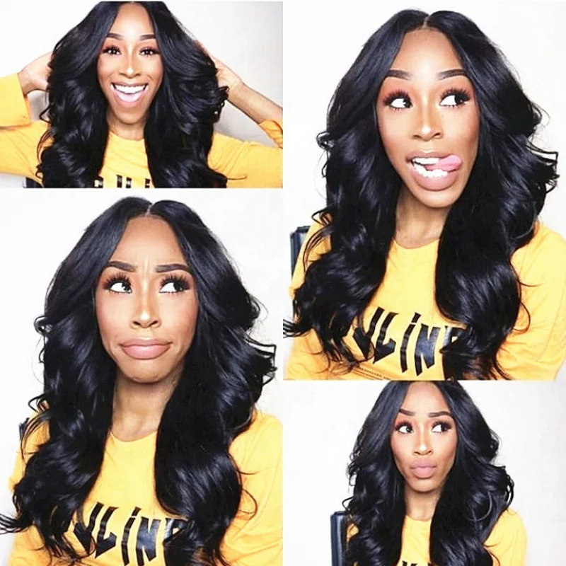 Wholesale Natural Black Color Loose Wavy Synthetic Wigs for Black Women