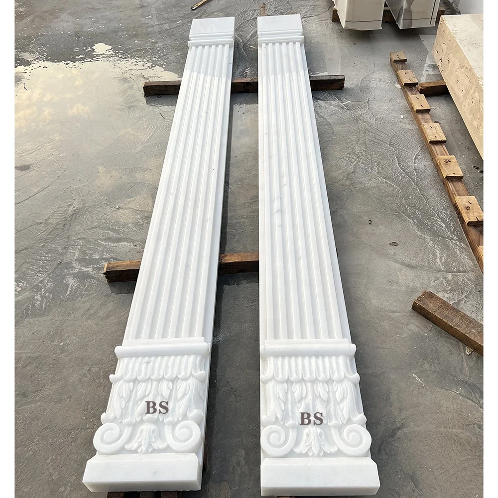 european style stone white marble round roman pillar column head designs