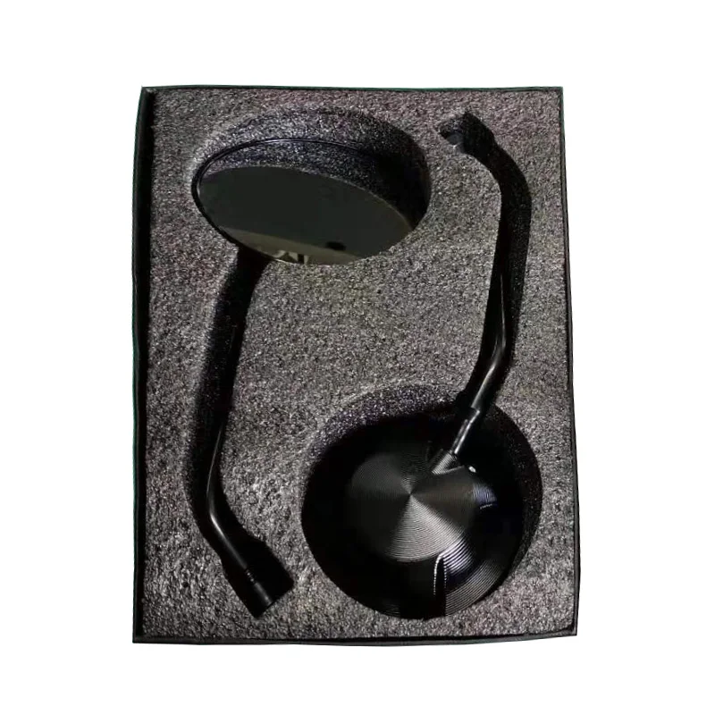CNC Aluminum Black Convex Glass Round Motorcycle Rearview Mirrors