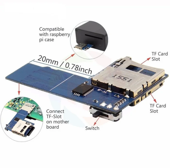 
Best price Suitable for Rasp--berry Pi Dual TF Card Converter Dual System Switcher 3B+/3B/2B/B+ 