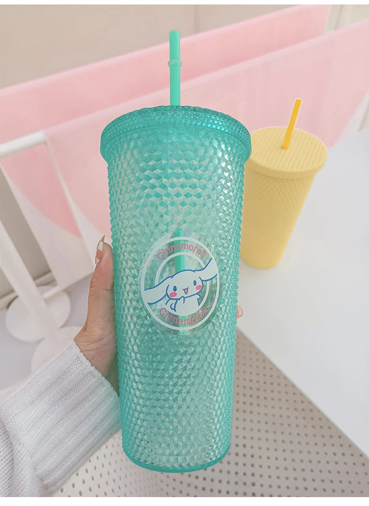 Новый Специальный разноцветный дуриан блеск со стразами с двойными стенками 700 мл стакана воды лазером, печать под заказ, большой размер