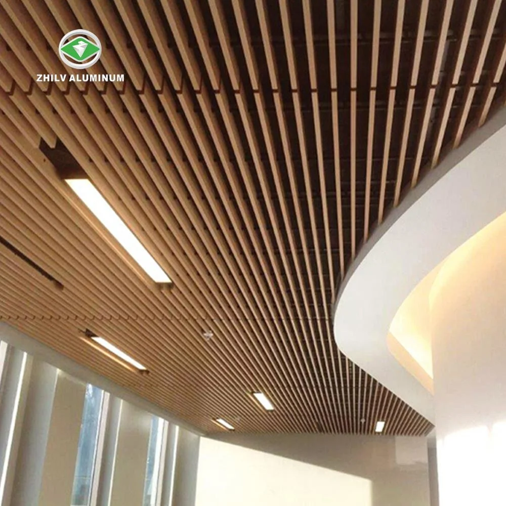 
U-образный деревянный узор, алюминиевая перегородка, полоса, потолочная панель для декора интерьера 