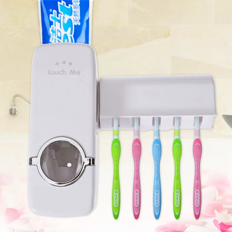 Factory Wholesale Bathroom Wall Mounted Toothbrush Holder Cover Auto Automatic Toothpaste Dispenser for Kids