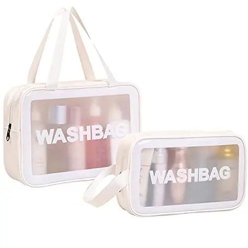 Custom waterproof Women Organizer Toiletry Bags make up pouch Tote Travel bag  transparent clear pvc Cosmetic Bag with zipper