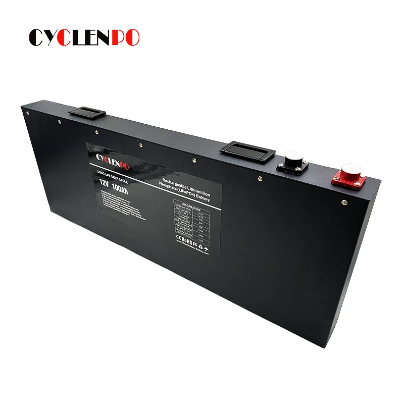 Factory supply ultra thin 12v 100ah lifepo4 battery for off road vehicle/soalr energy system