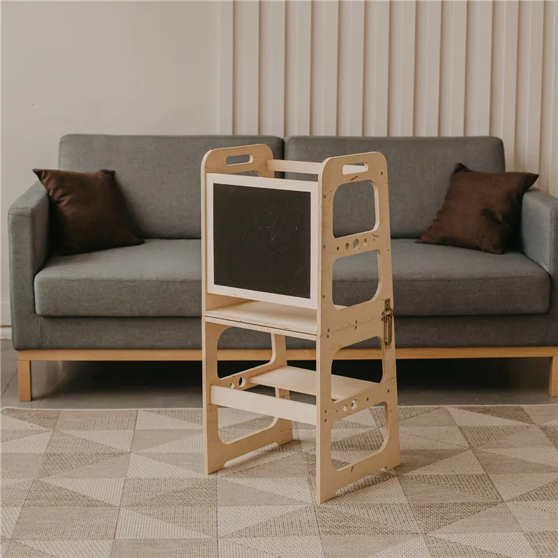 Winning Kitchen Helper Step Stool Children Montessori Learning Tower Adjustable Height Chair Kids Helper Foldable Learning Tower