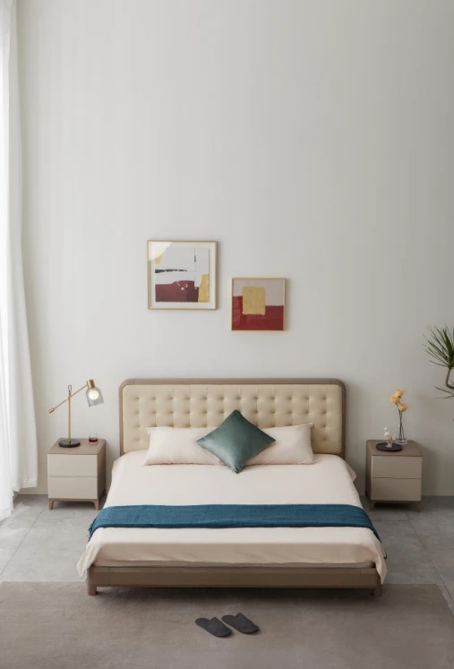 Huahe Luxury Hot Sale Modern Hotel Queen King Size Bed Italy Style Solid Wood Bed Bedroom Furniture Panel Platform Bed