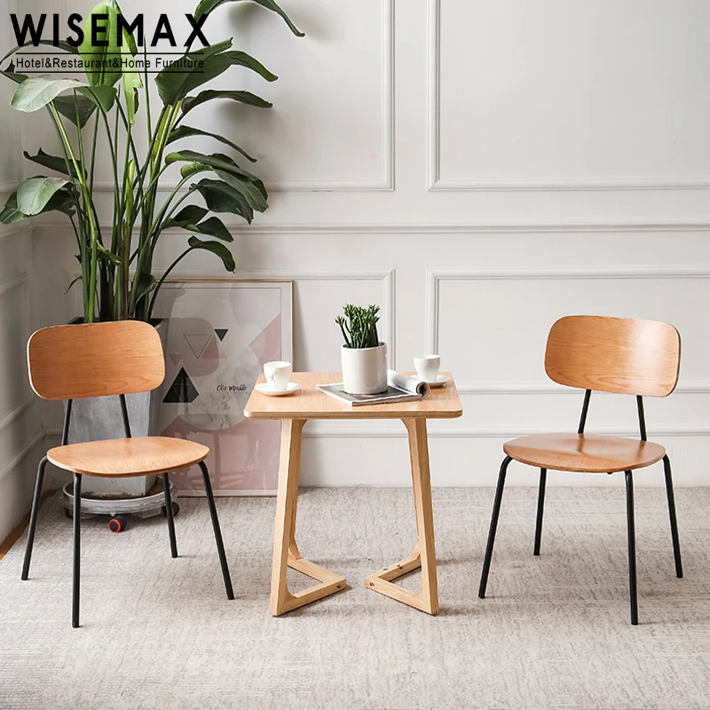 WISEMAX FURNITURE Industrial Style Modern Metal Cafe Chair With Wood Seat In Restaurant and Coffee Shop Dining Chair