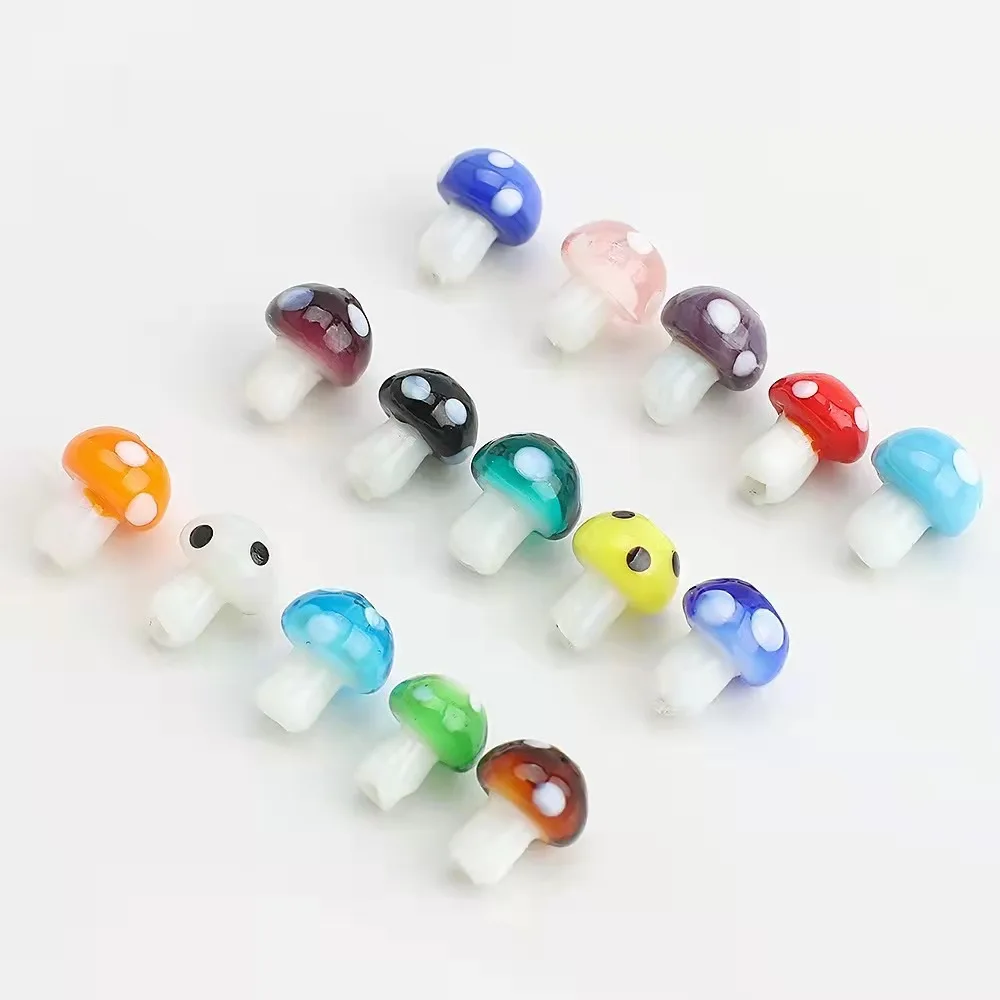 Murano Beads Mixed Colors Lampwork Glass Mushroom Beads for DIY Jewelry Making