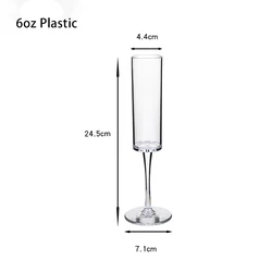 6oz Clear square acrylic glass drinkware plastic champagne glasses flutes elegant plastic champagne flutes