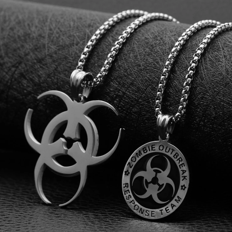 Cheap Personalized Engraving Unisex Gift Pendant Faith Halloween Biohazard Necklace