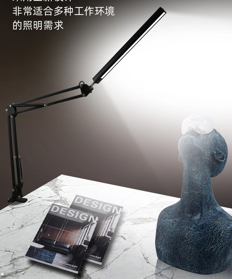 Swing Arm LED Desk Lamp Adjustable Eye-Caring Desk Light with Clamp 3 Color Modes,10 Brightness Levels Desk Lamp for Home,Office