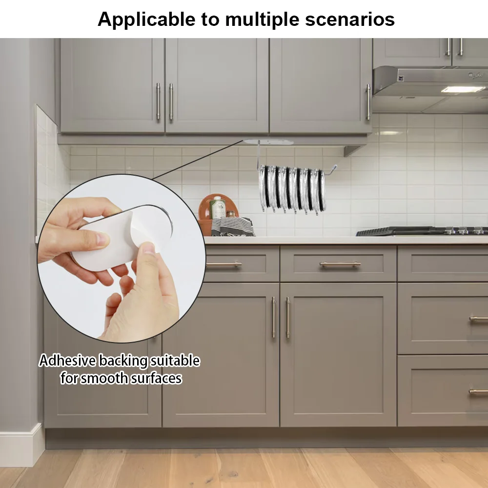 Horizontal - Self-Adhesive Space Saving Glass Lid Hook Tumbler Under The Cabinet Tumbler Lid Organizer Hook for Kitchen