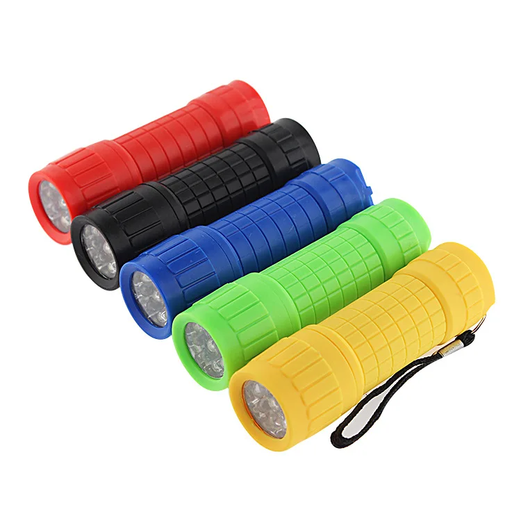 Wholesale Portable 9 LED 3A Battery Mini Pocket ABS plastic Flashlight Torch Light for Camping Hiking Running utility flashlight