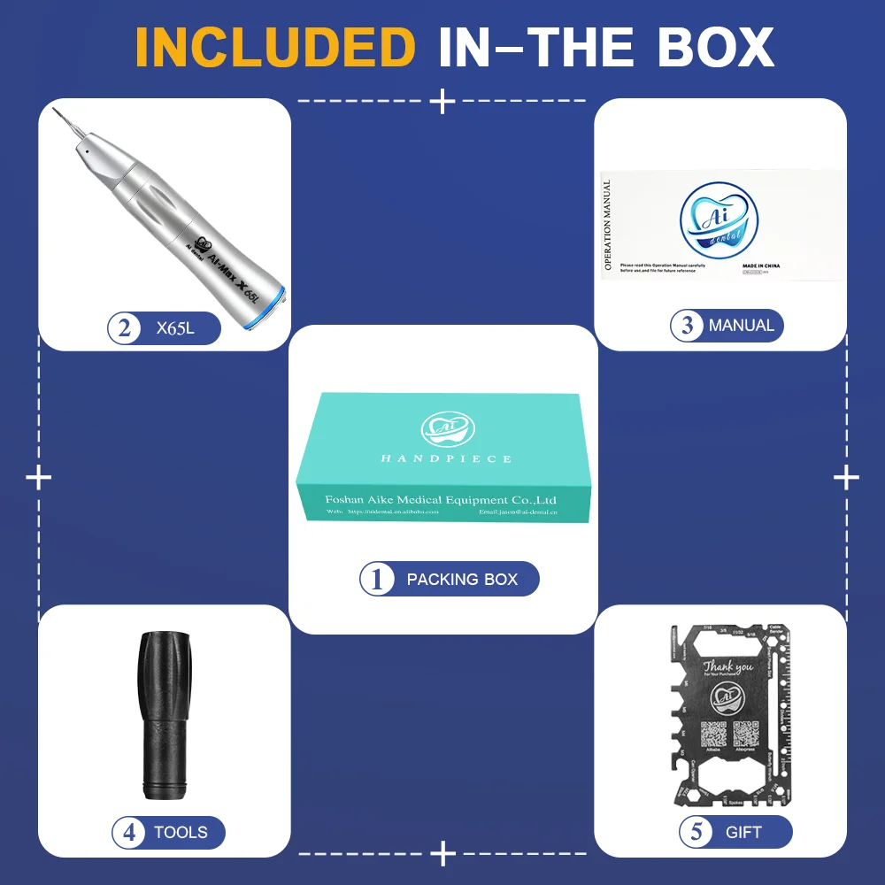 Z65L Straight Handpiece 1:1 Low Speed Polishing Hand Piece Fiber Optic Stainless Steel Body Dental Instrument Dentist Supplies