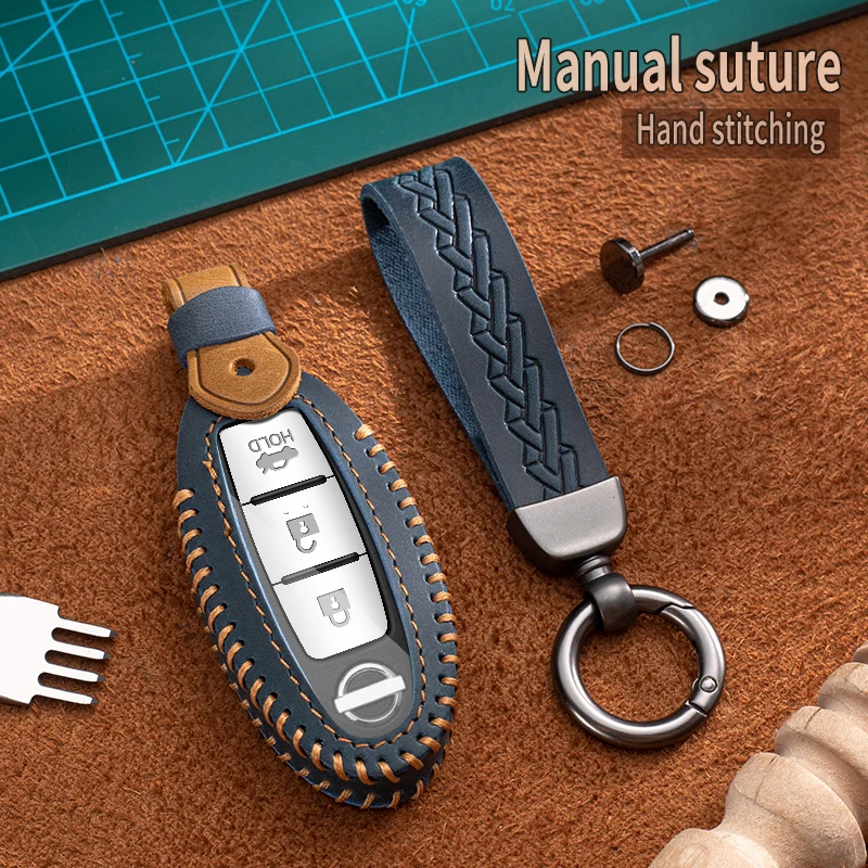 For Nissan New TEANA X-Trail Qashqai TIIDA SYLPHY GTR Bluebird Maxima Infiniti Car Key Case Leather Protect Cover Carkey Shell