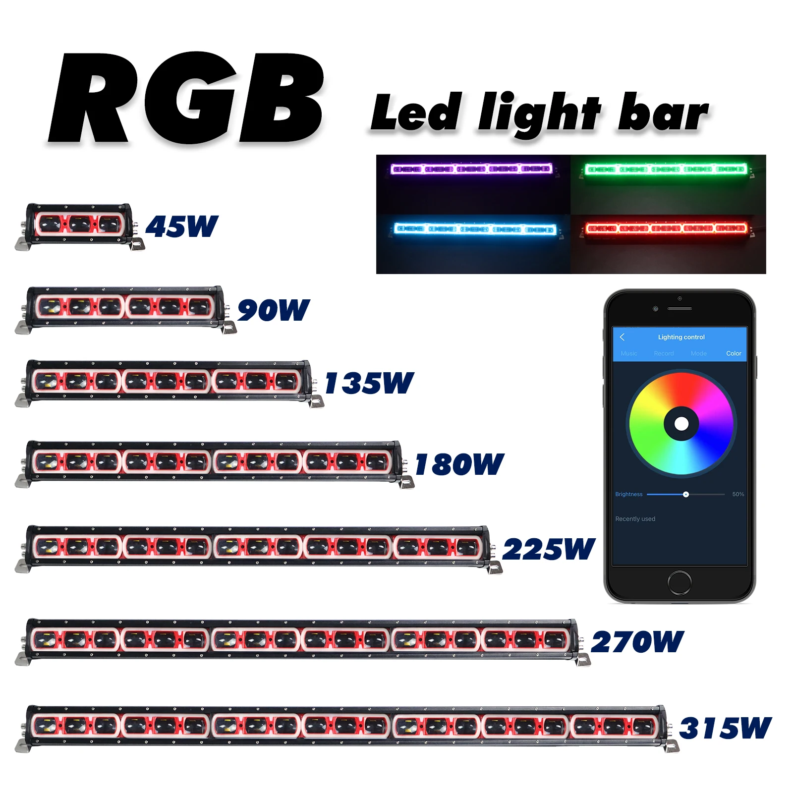 Newway heavy duty  IP68 12V 24V spot flood beam light  22 32 42 52 inch Truck Offroad led light bar RGB light bar