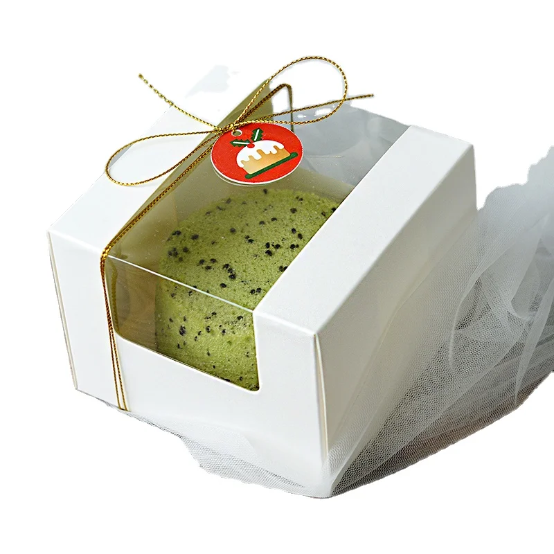 New Arrival Custom Packaging Folding Paper Window Cake Box for mini cake