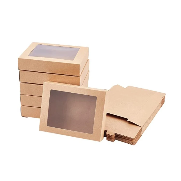 Складные бумажные коробки Camel для печенья хлебобулочных изделий из крафт-бумаги с окошком пекарни и упаковки ювелирных