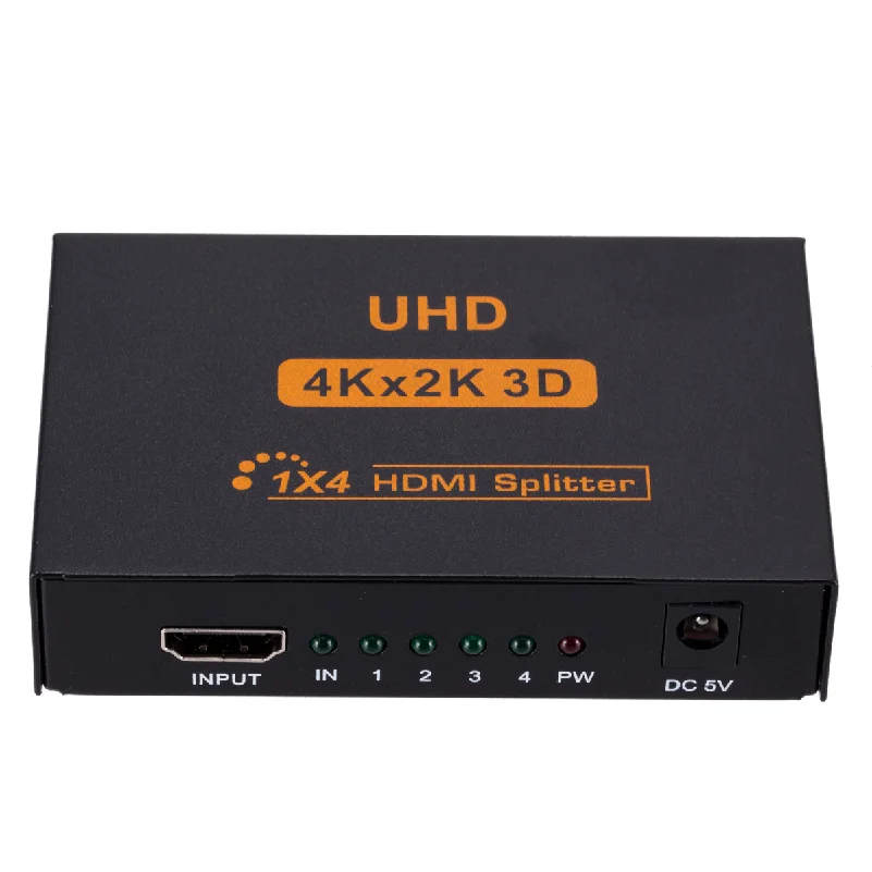 high quality HDMI 2/4 Ports 1x2  1X4Powered Splitter Certified for Ultra HD 4Kx2K Full HD 1080P 3D HDMI Adapter