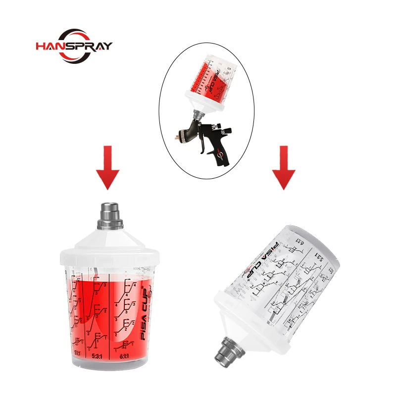 Transparent 600cc PP Spray Paint Cup Air Spray Gun Pot Cup