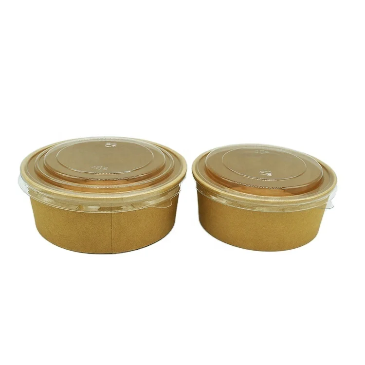 Custom Printed Salad Paper Bowl with Clear Lid Takeaway Disposable Salad Bowl