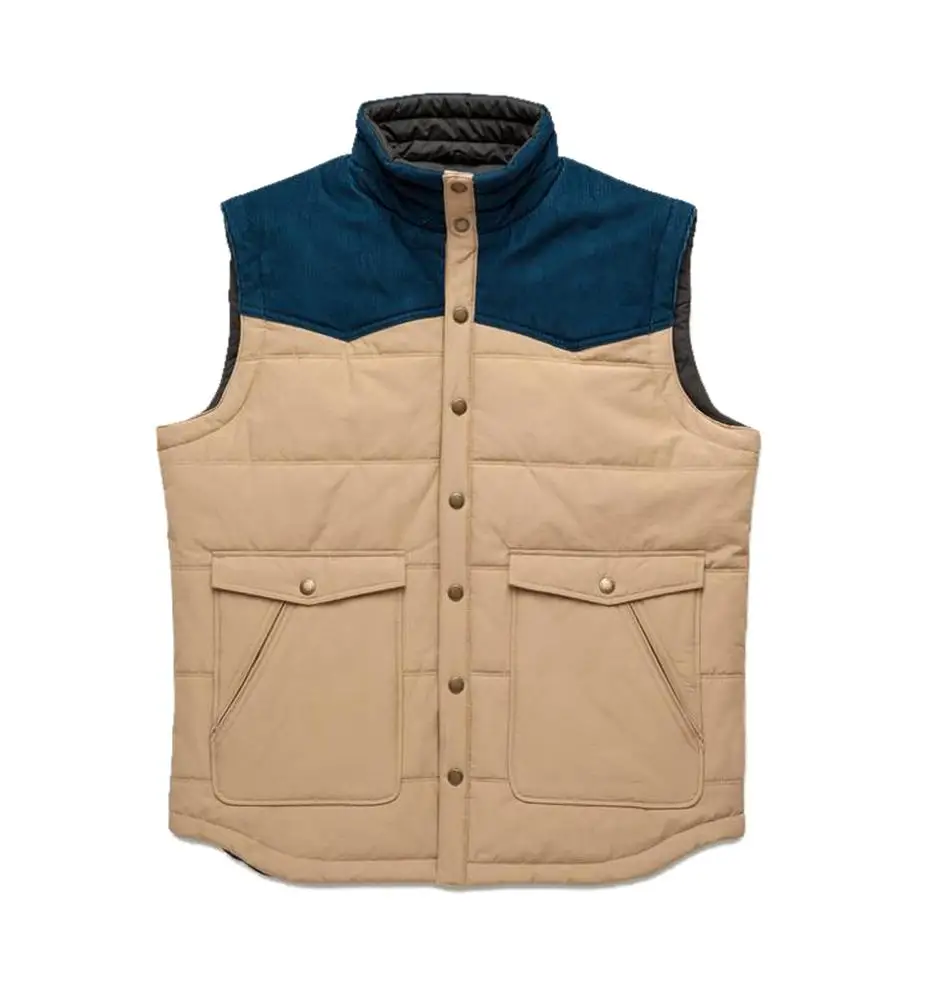 2020 Mens Stand Collar Padded Vest Water Repellent Reversible Vest Outdoor Winter Sleeveless Down Vest For Men