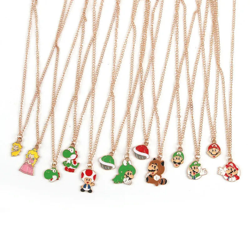 Promotion Girls Anime Mario Fashion Cute Necklace Frog Turtle Jewelry Gift Cartoon Pendant Necklaces For Women Cloth Accessory