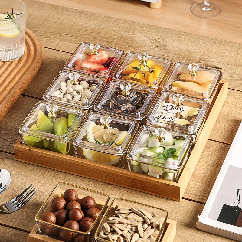 Nordic ins style glass fruit tray, light luxury creative snacks, divided fruit tray