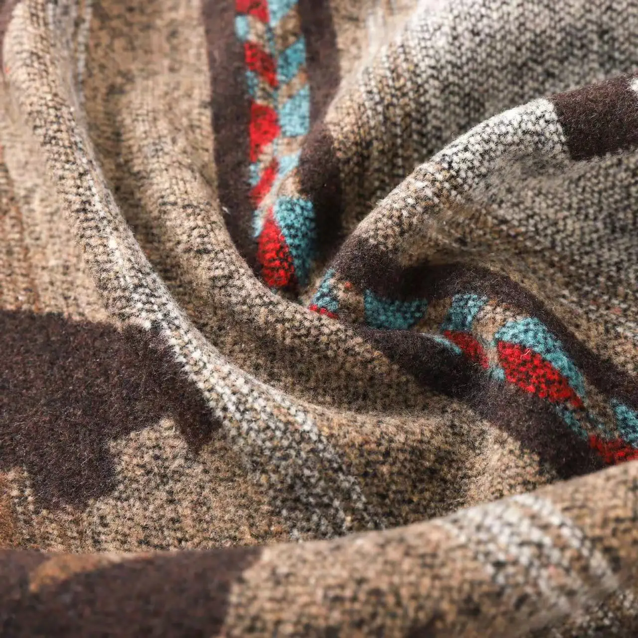 Factory supply custom design west style woven aztec wool blend fabric