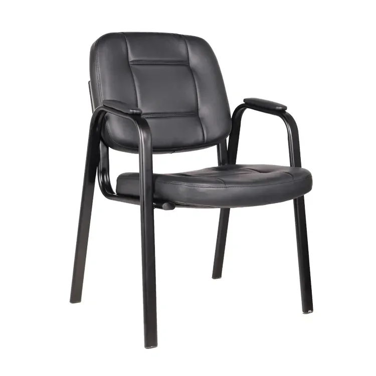 Metal Frame Fabric Arm Stacking Chair Linkable Connectable Guest Visitor Conference Chair Stackable