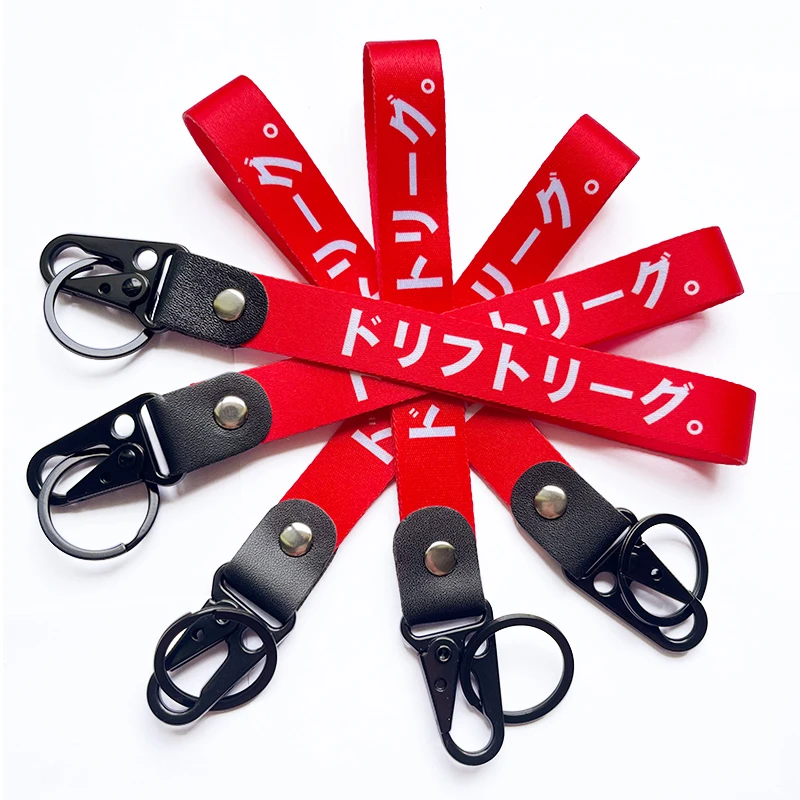 Manufacturer Wholesale Customizable Leather Keychain Sublimation Logo Motorcycle Blanks Red Wrist Keychain