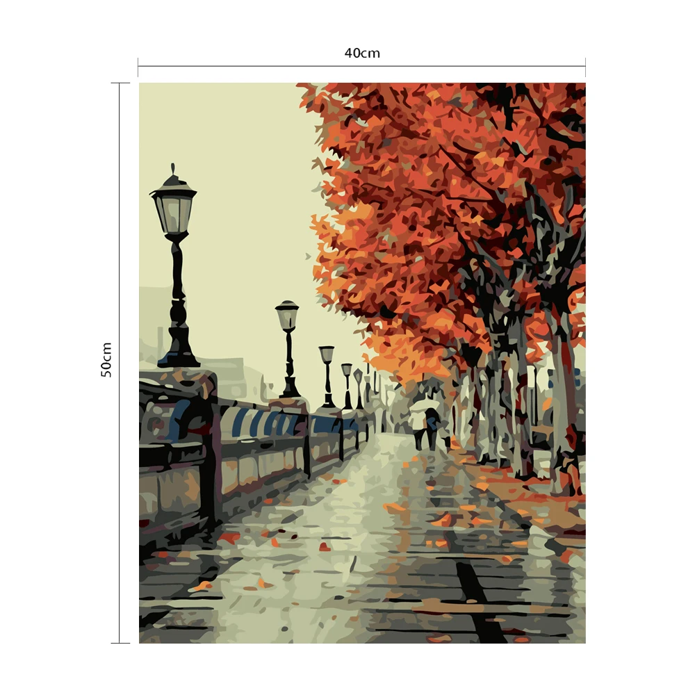 
For Sale Small Road Under The Maple Trees In Autumn Posters And Prints Home Decor Unique Gift Oil Paintings by Number 