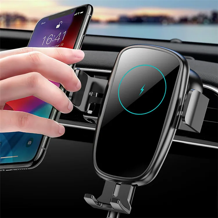 New Design  Airvent Clamp Mount Mobile Cell Smart Phone Holder Fast Quick Charging Car Chargers Wireless Charger Car Stand
