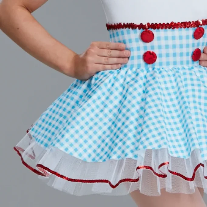 Girls Blue Grid Print Fabric Dance Dress Jazz/Tap Ballet Costume Tutu Skirt Kids Stage Performance Leotards Wholesale Dancewear