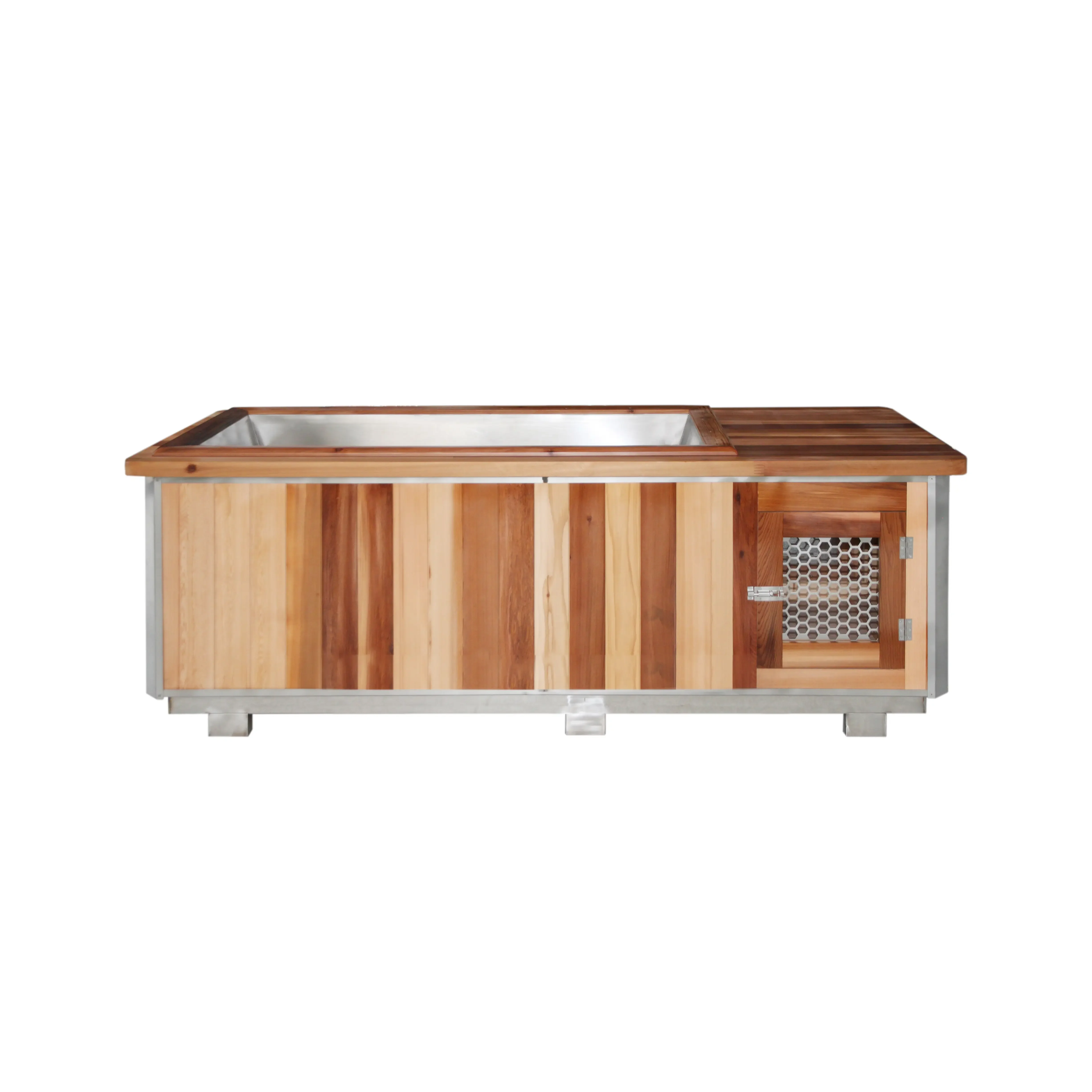 Red Cedar Wood Ice Bath Cold Plunge Tub With Chiller and Filter for 2 Person Recovery