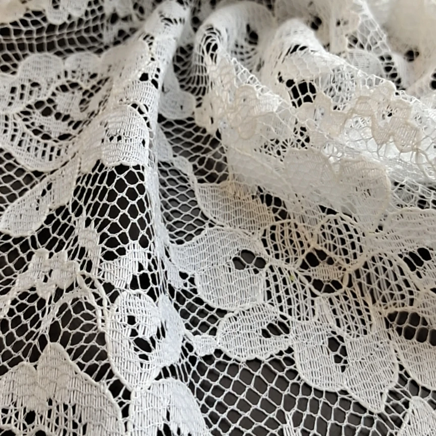 100%polyester knitted frivolous lace wedding lace fabric white fabric lace with sequins bridal fabric