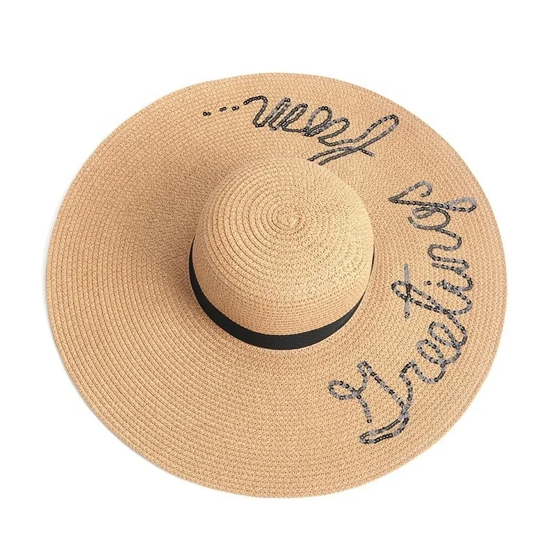 Wholesale Fashion Wide Brim Bowknot Summer Floppy Sun Straw Beach Hats for Women