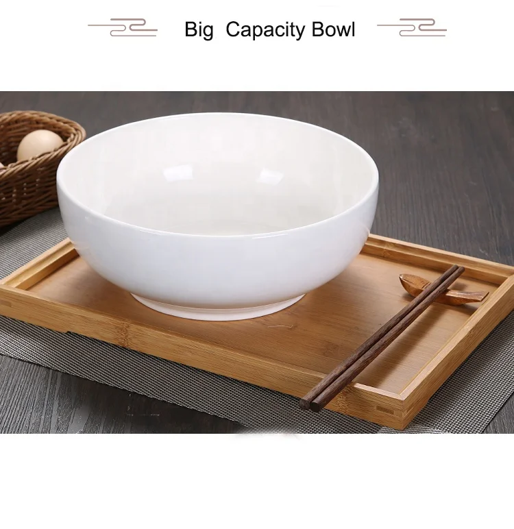 Factory Wholesale Soup and Noodle Serving 7 Inch Large Capacity White Melamine Salad Bowl