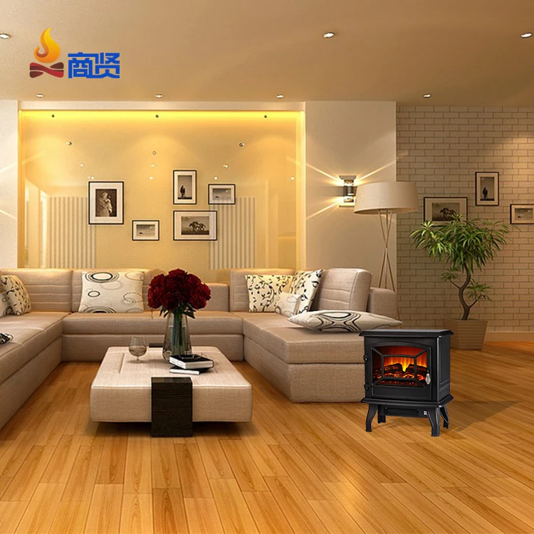 17in caster cast iron cheap portable freestand fireplace electric with mantel