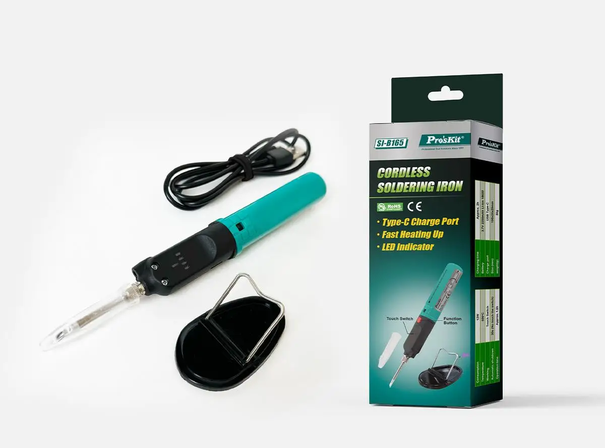 weight 85g 12w 500 degrees 3.7v 2200mAh with led light SI-B165 proskit Cordless Soldering Iron for Consumer electronics repair