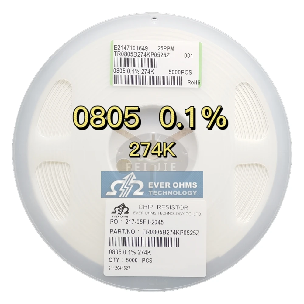 Тонкопленочный прецизионный резистор 0805-274K 0.1% 25PPM TR0805B274KP0525Z