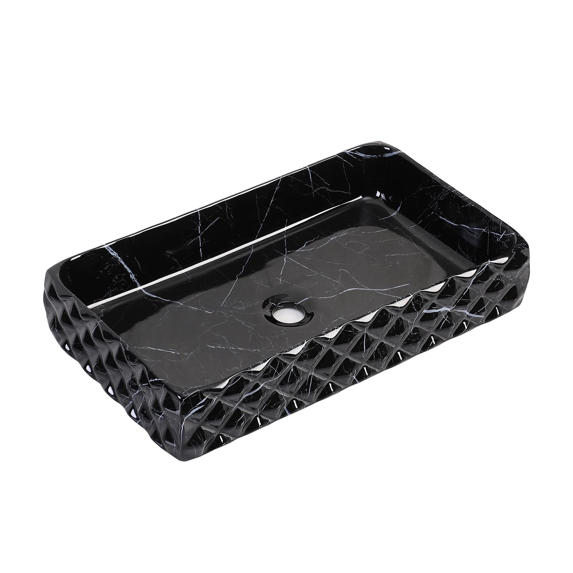 New marble pattern bathroom sinks lavabo washbasin ceramic sanitary ware electroplating wash basin counter top art basin