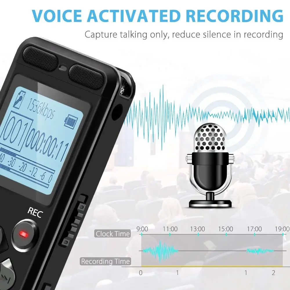 V36 Mini Portable Easy-operate Digital Voice Recorder for Students Class Lecture HD Recording Telephone Audio Recording