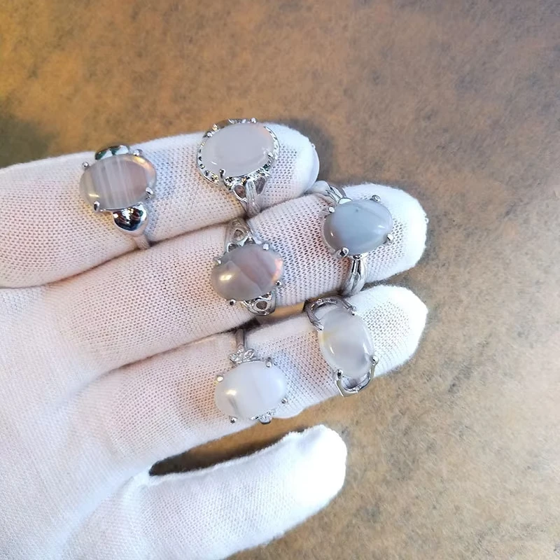 Natural Crystal Stone Factory Wholesale Natural Stone Rose quartz Tiger eye Aventurine Moss Agate Crystal Rings Natural Stone